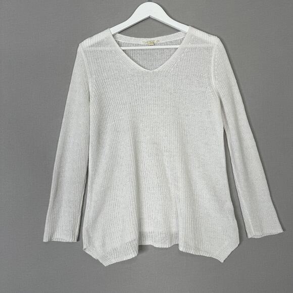 Eileen Fisher Sweater Womens Petite Small 100% Organic Linen V-Neck Knit Top - Picture 2 of 11